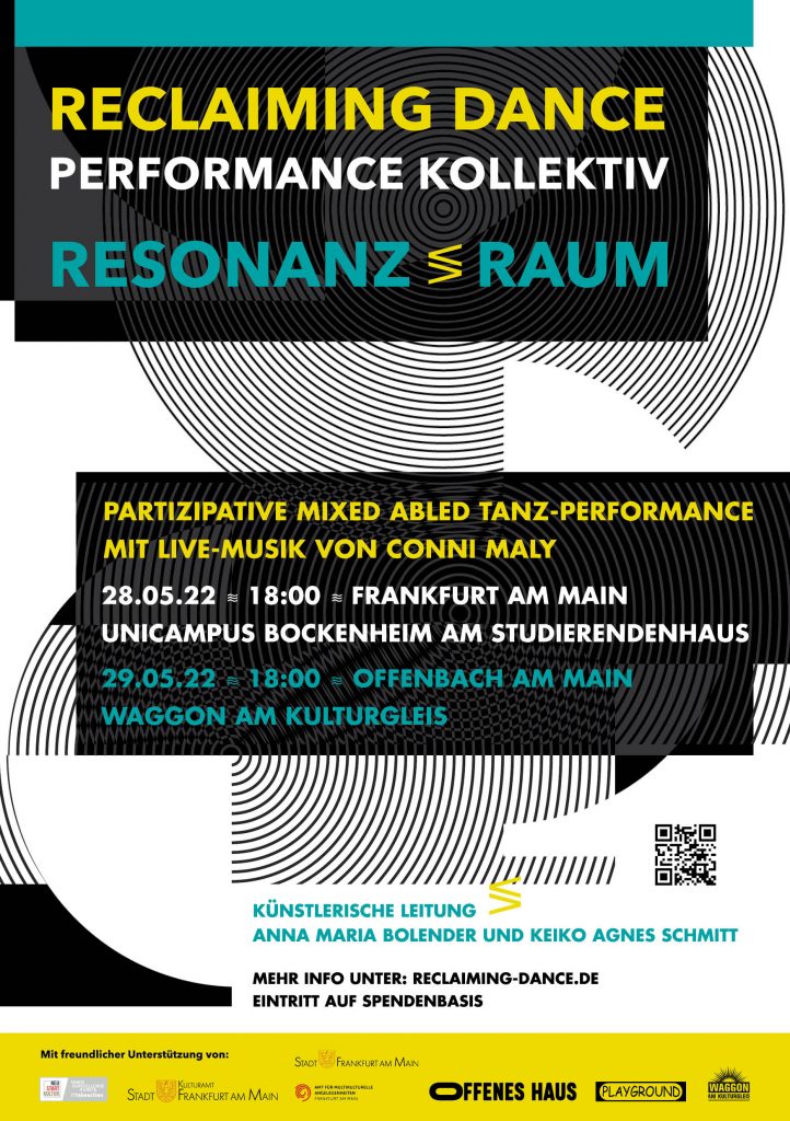 Flyer und Plakat für die Mixed Abled Tanz Performance Resonanz><Raum // Copyright: Keiko Schmitt